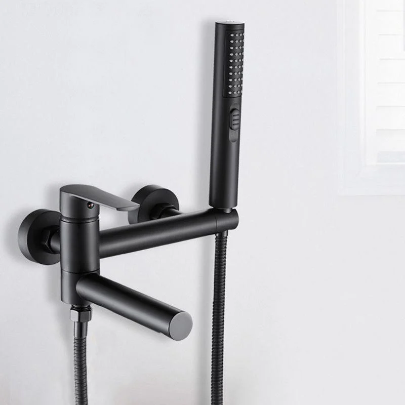 Wall Mounted Metal Tub Filler Single Handle Swivel Tub Tap Trim -Bathlova