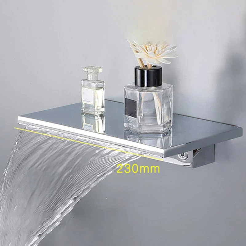 Wall Mounted Metal Waterfall Tub Filler Low Arc Bathroom Tap -Bathlova