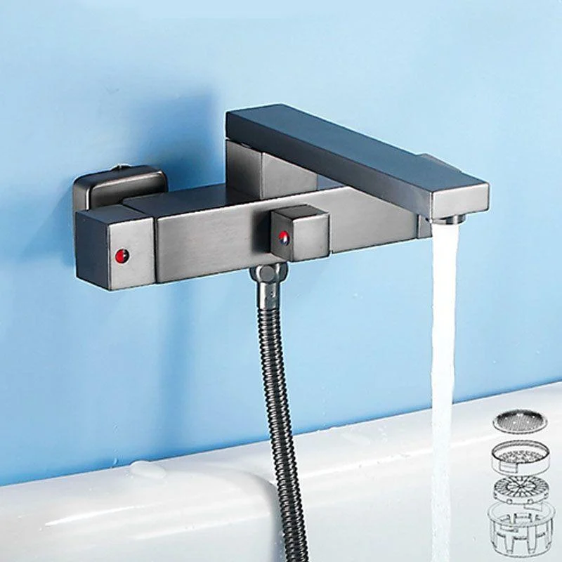 Wall Mounted MetalTub Filler Double Handles Wall Mounted Tap -Bathlova