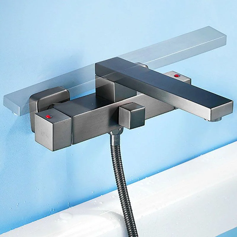 Wall Mounted MetalTub Filler Double Handles Wall Mounted Tap -Bathlova