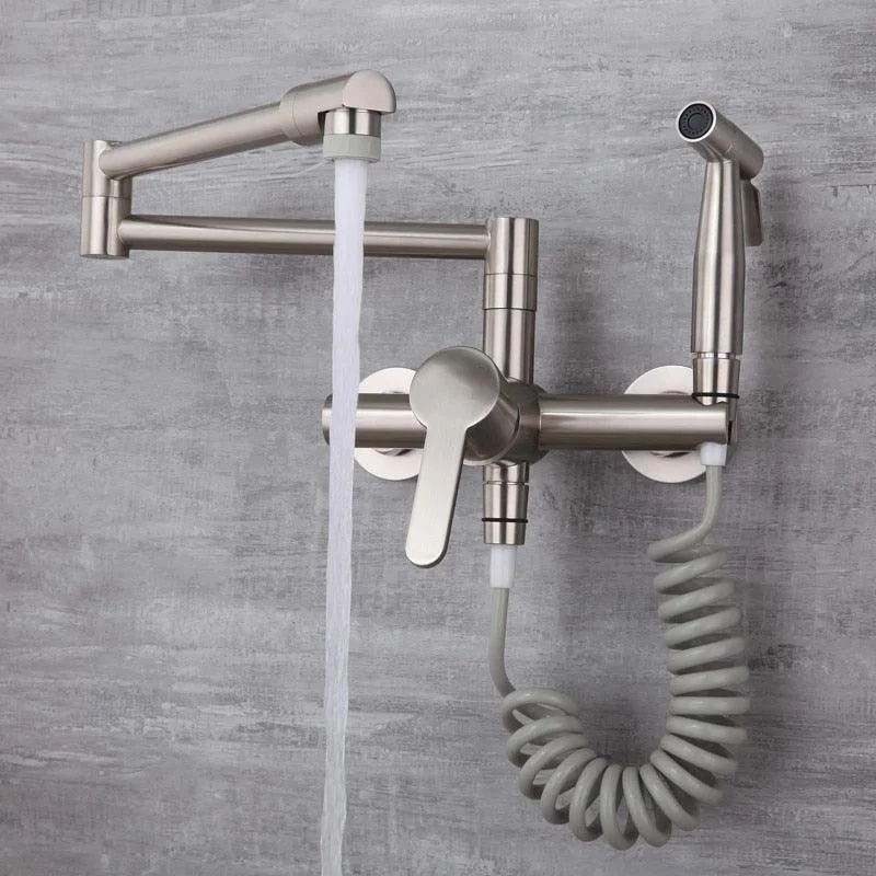 Wall Mounted Mixer Tap Kitchen Tap with Spray Gun Brass Sink Mixer Tap -Bathlova