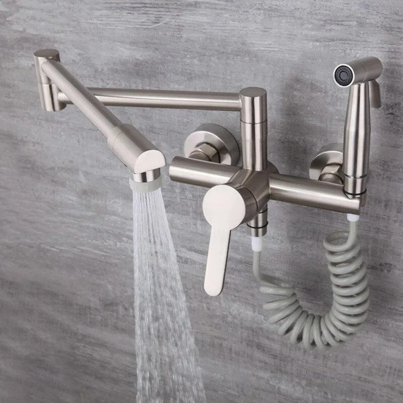 Wall Mounted Mixer Tap Kitchen Tap with Spray Gun Brass Sink Mixer Tap -Bathlova