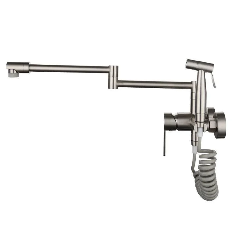 Wall Mounted Mixer Tap Kitchen Tap with Spray Gun Brass Sink Mixer Tap -Bathlova