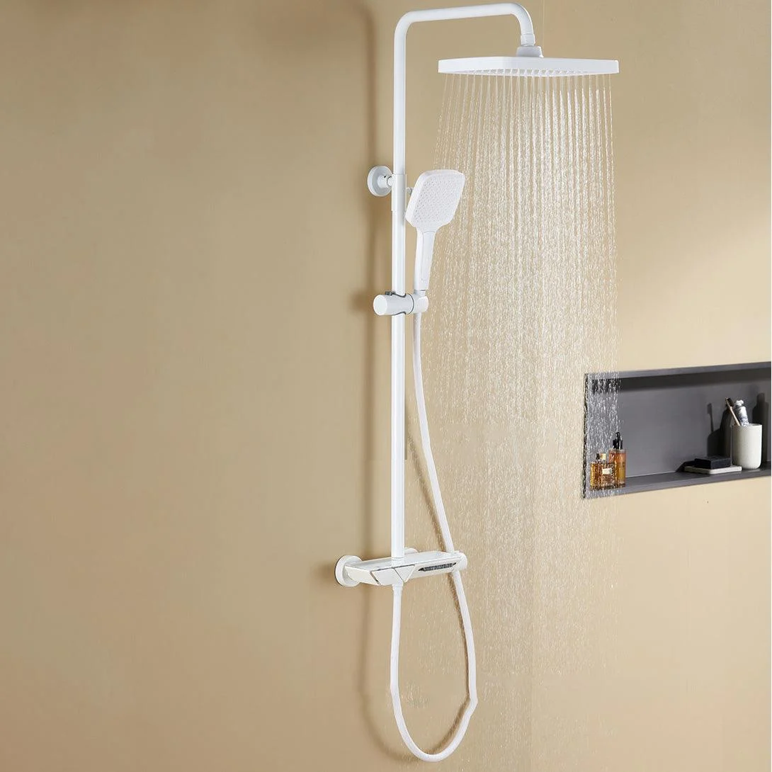 Wall Mounted Modern Square Metal Shower Adjustable Shower Head Shower Tap -Bathlova