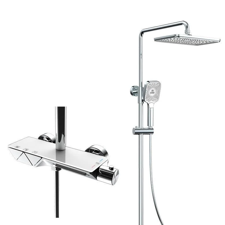 Wall Mounted Modern Square Metal Shower Adjustable Shower Head Shower Tap -Bathlova