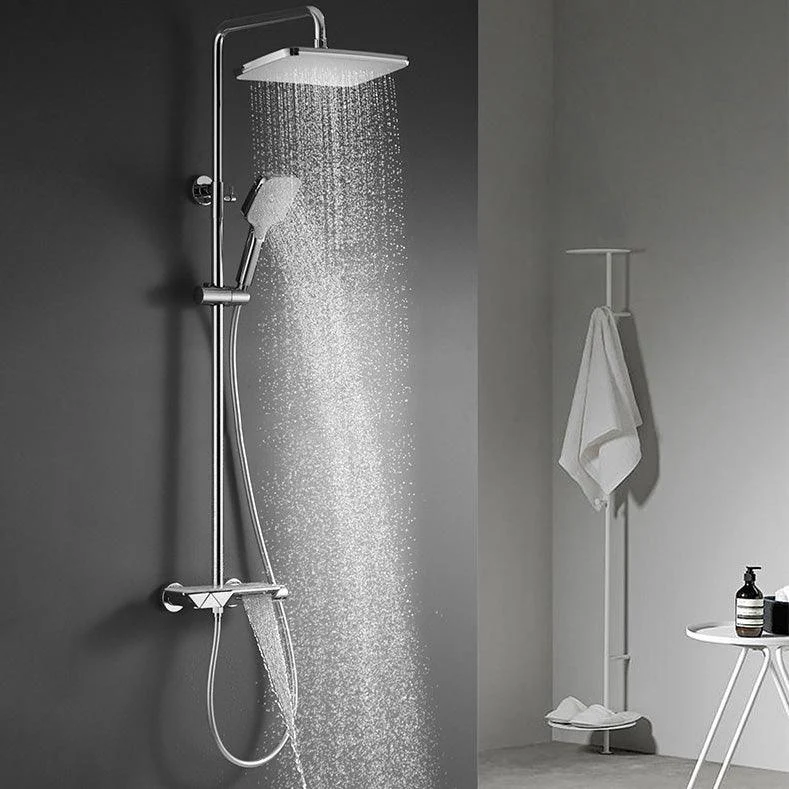 Wall Mounted Modern Square Metal Shower Adjustable Shower Head Shower Tap -Bathlova