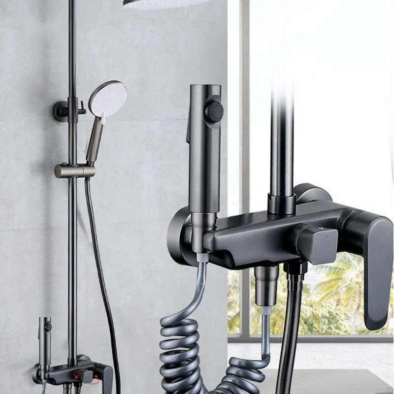 Wall Mounted Modern Square Metal Shower Adjustable Shower Head Shower Tap -Bathlova