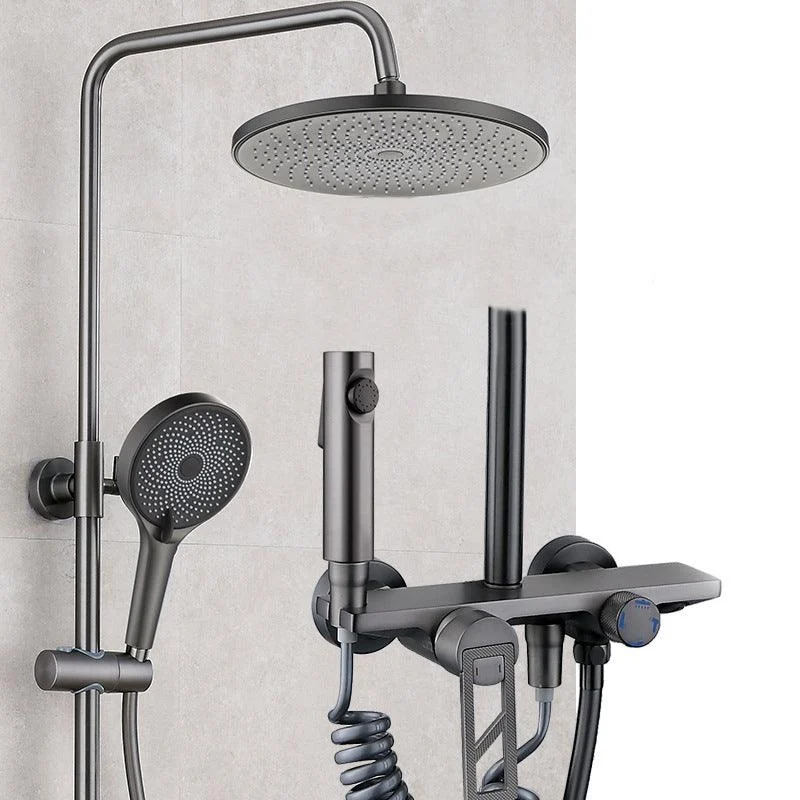 Wall Mounted Modern Square Metal Shower Adjustable Shower Head Shower Tap -Bathlova