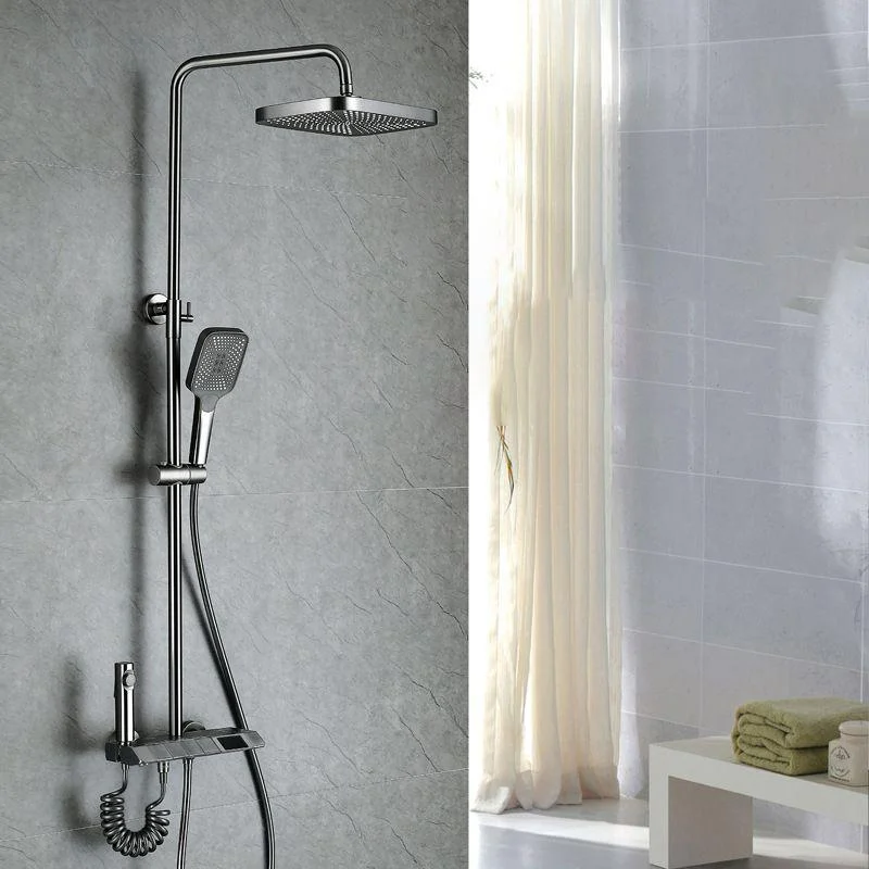 Wall Mounted Modern Square Metal Shower Brass Shower Head Shower Tap -Bathlova