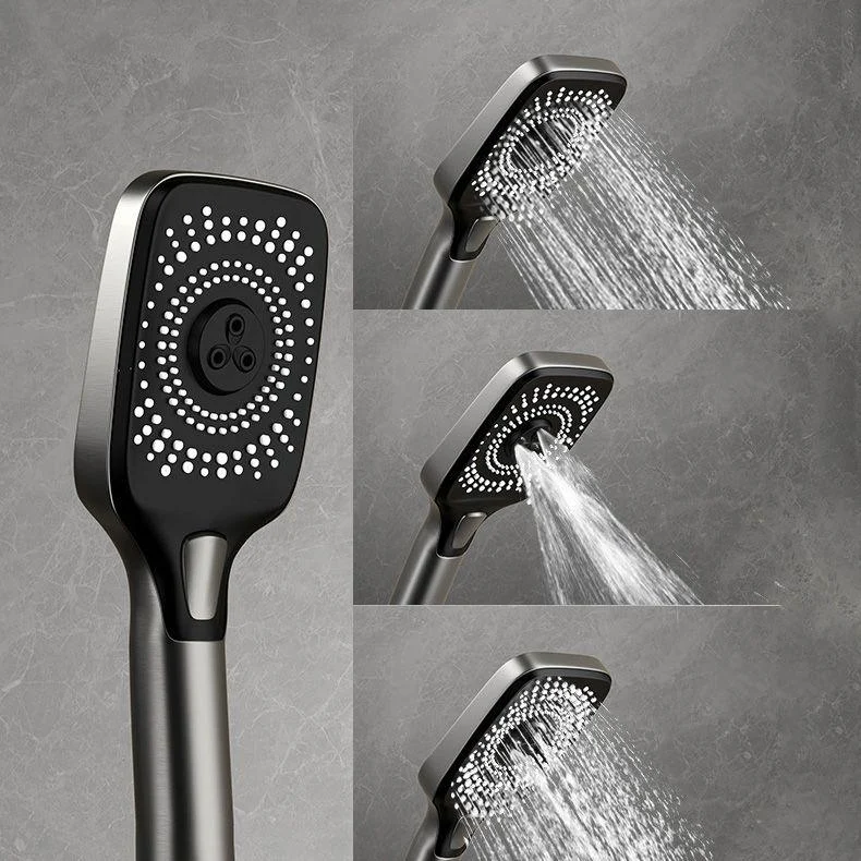 Wall Mounted Modern Square Metal Shower Brass Shower Head Shower Tap in Gray -Bathlova