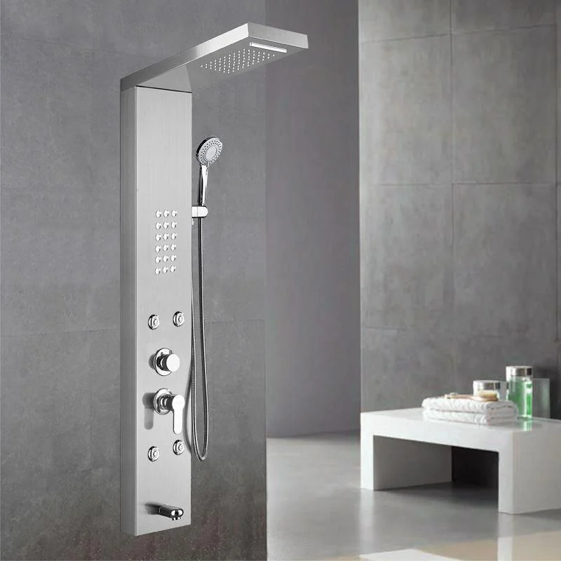 Wall-Mounted Shower Set Square Lever Handle Stainless Steel Shower Set with Handshower -Bathlova