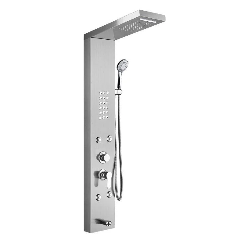 Wall-Mounted Shower Set Square Lever Handle Stainless Steel Shower Set with Handshower -Bathlova