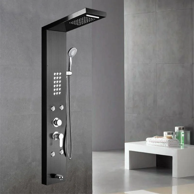 Wall-Mounted Shower Set Square Lever Handle Stainless Steel Shower Set with Handshower -Bathlova