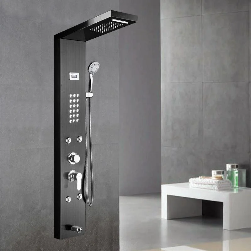 Wall-Mounted Shower Set Square Lever Handle Stainless Steel Shower Set with Handshower -Bathlova