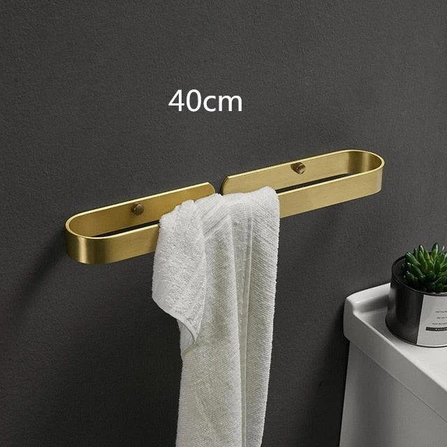 Wall Mounted Single Pole Bathroom Towel Holder in Brushed Gold -Bathlova