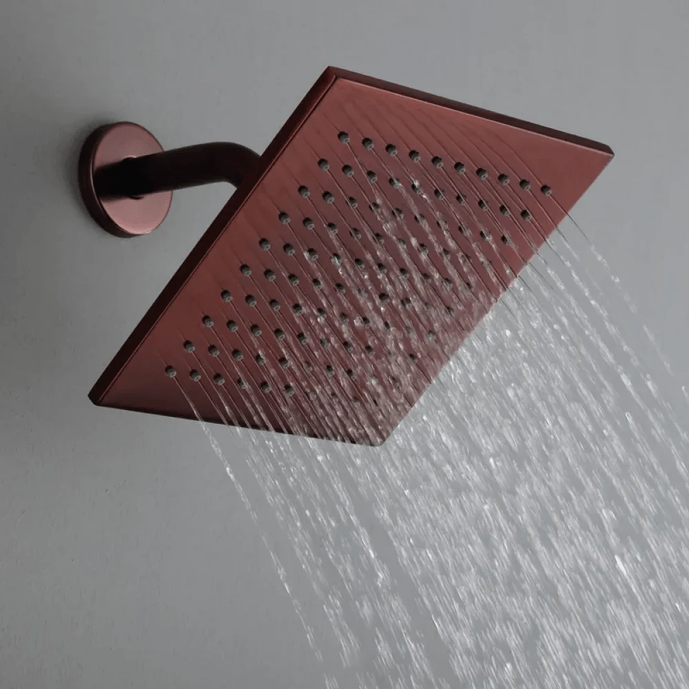 Wall Mounted Square Rain Shower System in Oil Rubbed Bronze - Shower Head & Hand -Bathlova