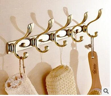 Wall Mounted Stainless Steel Bathroom Hook Rack in Brushed Gold -Bathlova