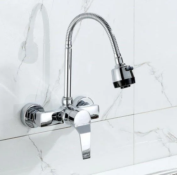 Wall Mounted Stream Sprayer Two Modes Kitchen Tap -Bathlova