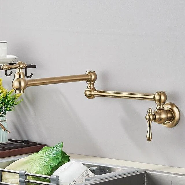 Wall Mounted Swivel Spout Single Cold Water Tap Kitchen Tap -Bathlova