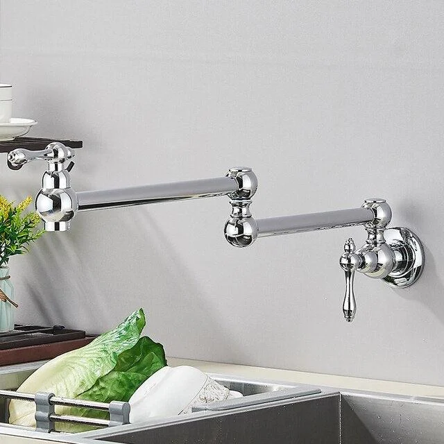 Wall Mounted Swivel Spout Single Cold Water Tap Kitchen Tap -Bathlova