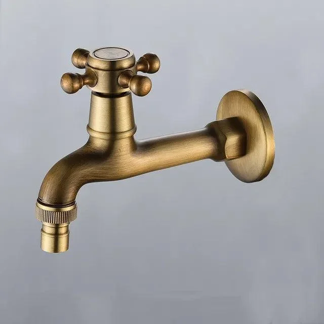 Wall Mounted Tap Brass Single Cold Sink Tap Vintage Water Tap -Bathlova