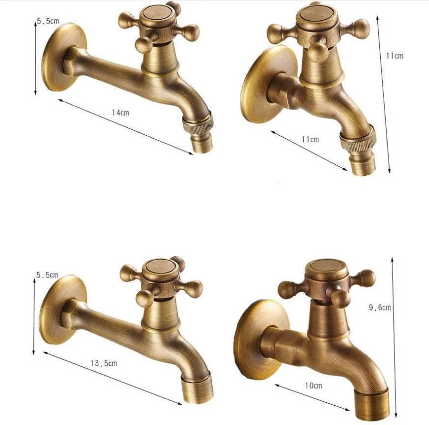 Wall Mounted Tap Brass Single Cold Sink Tap Vintage Water Tap -Bathlova