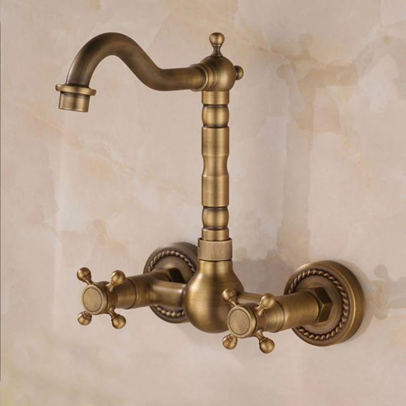 Wall Mounted Tap Glam Style Bathroom Tap with 2 Handles -Bathlova