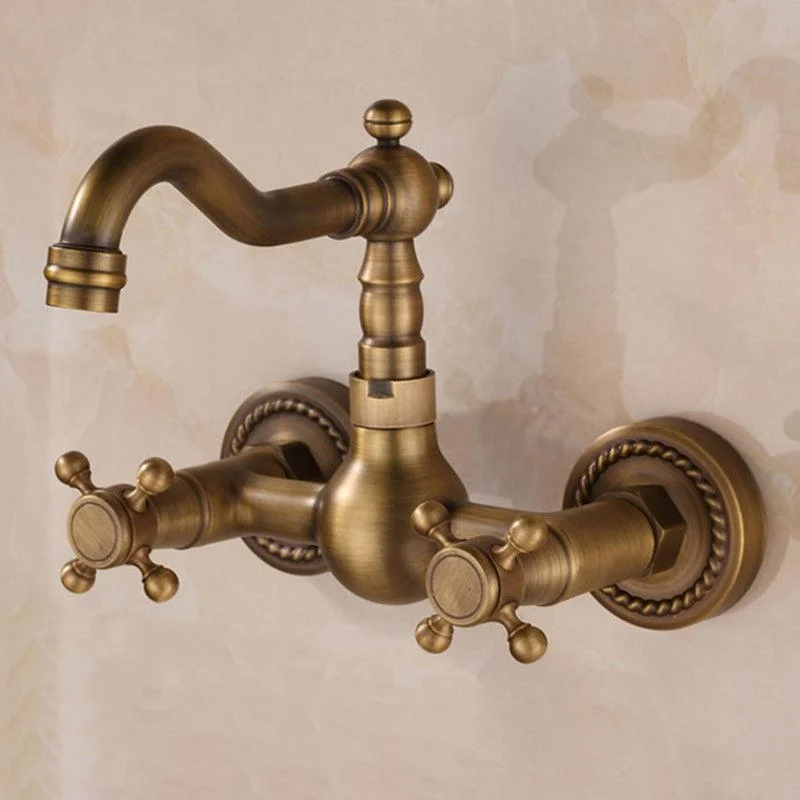 Wall Mounted Tap Glam Style Bathroom Tap with 2 Handles -Bathlova