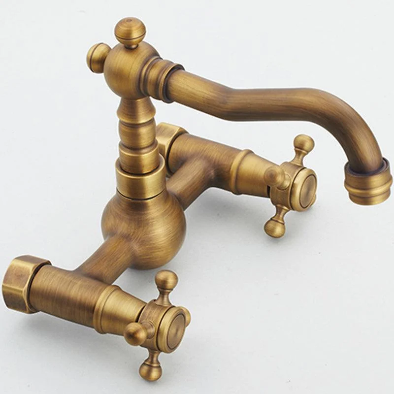 Wall Mounted Tap Glam Style Bathroom Tap with 2 Handles -Bathlova