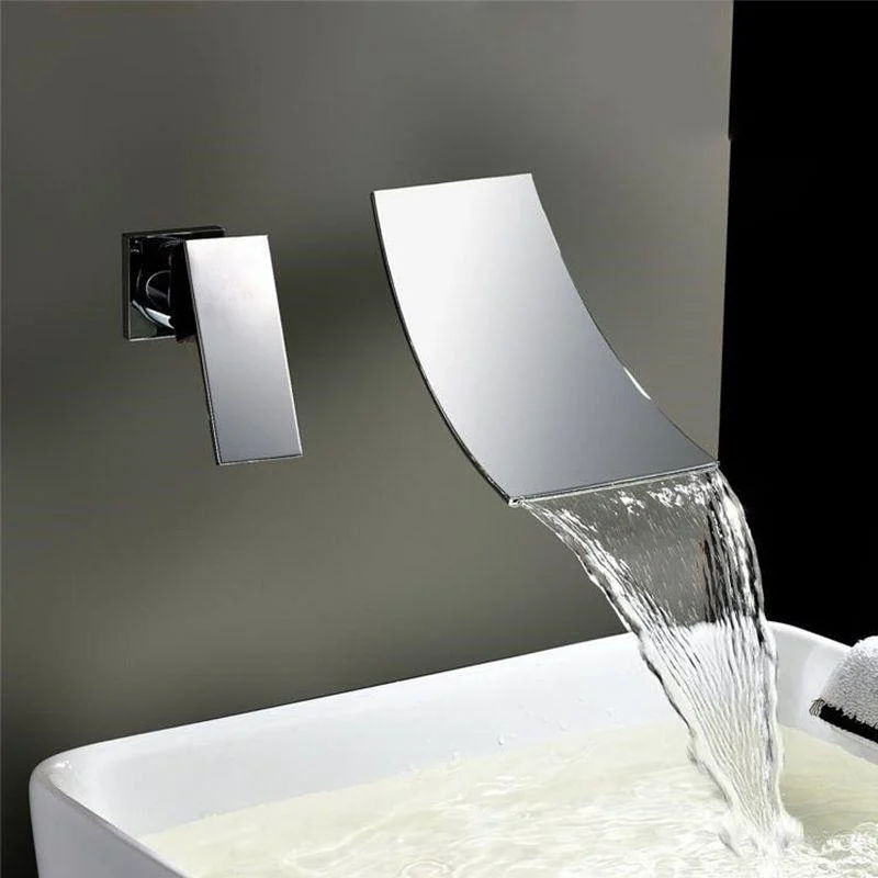 Wall Mounted Tap Glam Style Bathroom Tap with One Lever Handle -Bathlova