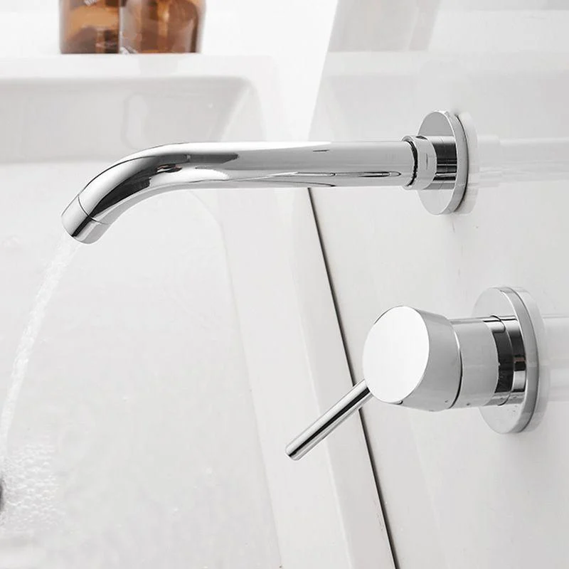 Wall Mounted Tap Glam Style Vessel Sink Bathroom Tap with Lever Handle -Bathlova