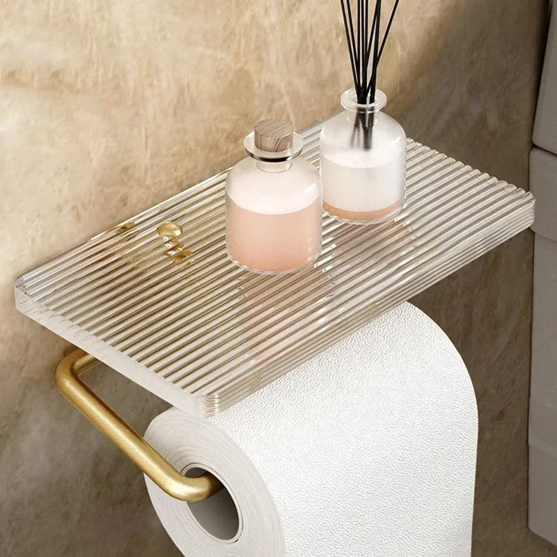 Wall Mounted Toilet Paper Roll Holder with Crystal Acrylic Shelf -Bathlova