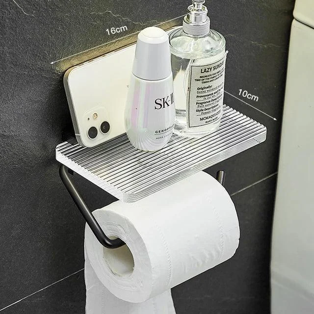 Wall Mounted Toilet Paper Roll Holder with Crystal Acrylic Shelf -Bathlova