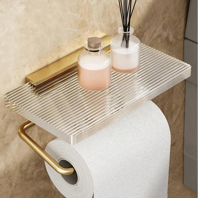 Wall Mounted Toilet Paper Roll Holder with Crystal Acrylic Shelf -Bathlova