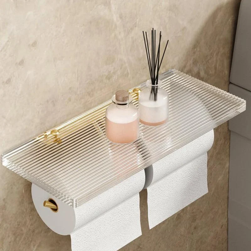 Wall Mounted Toilet Paper Roll Holder with Crystal Acrylic Shelf -Bathlova