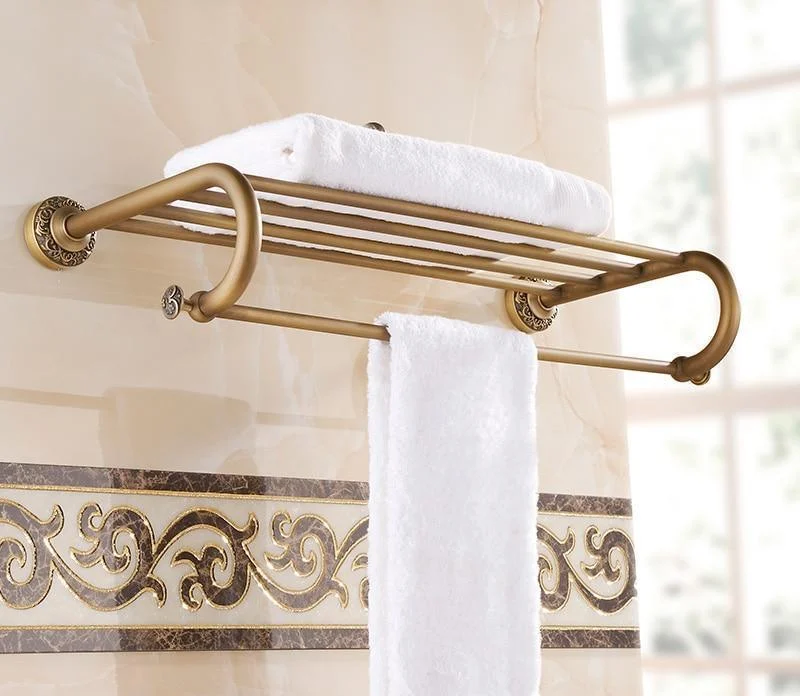 Wall Mounted Towel Shelf and Bar Bathroom Accessory -Bathlova