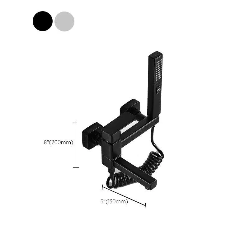 Wall Mounted Tub Filler Modern Single Lever Handle Swivel Tub Filler with Handshower -Bathlova