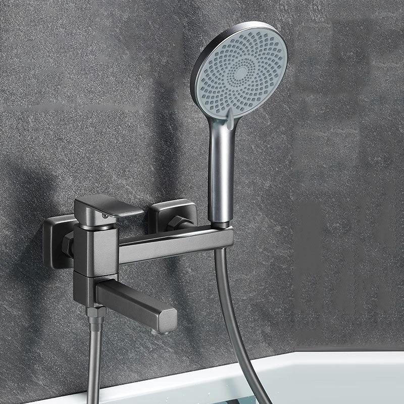 Wall Mounted Tub Filler Modern Single Lever Handle Swivel Tub Filler with Handshower -Bathlova