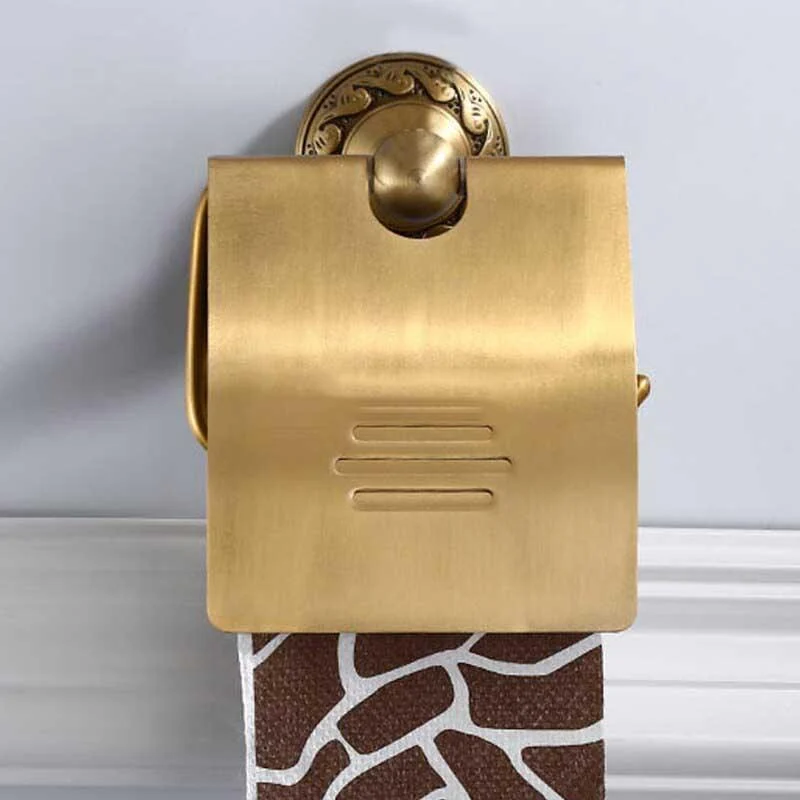 Wall Mounted Vintage Classic Bathroom Antique Brass Roll Tissue Box -Bathlova