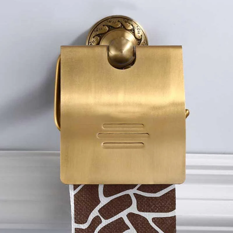 Wall Mounted Vintage Classic Bathroom Antique Brass Roll Tissue Box -Bathlova