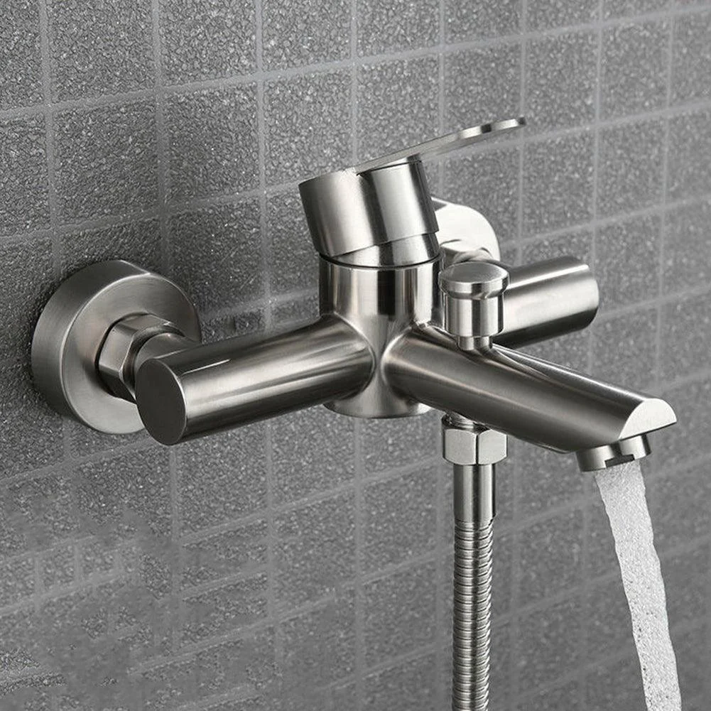 Wall Mounted Water Mixer Stainless Steel Triple Valve Nozzle Tap -Bathlova