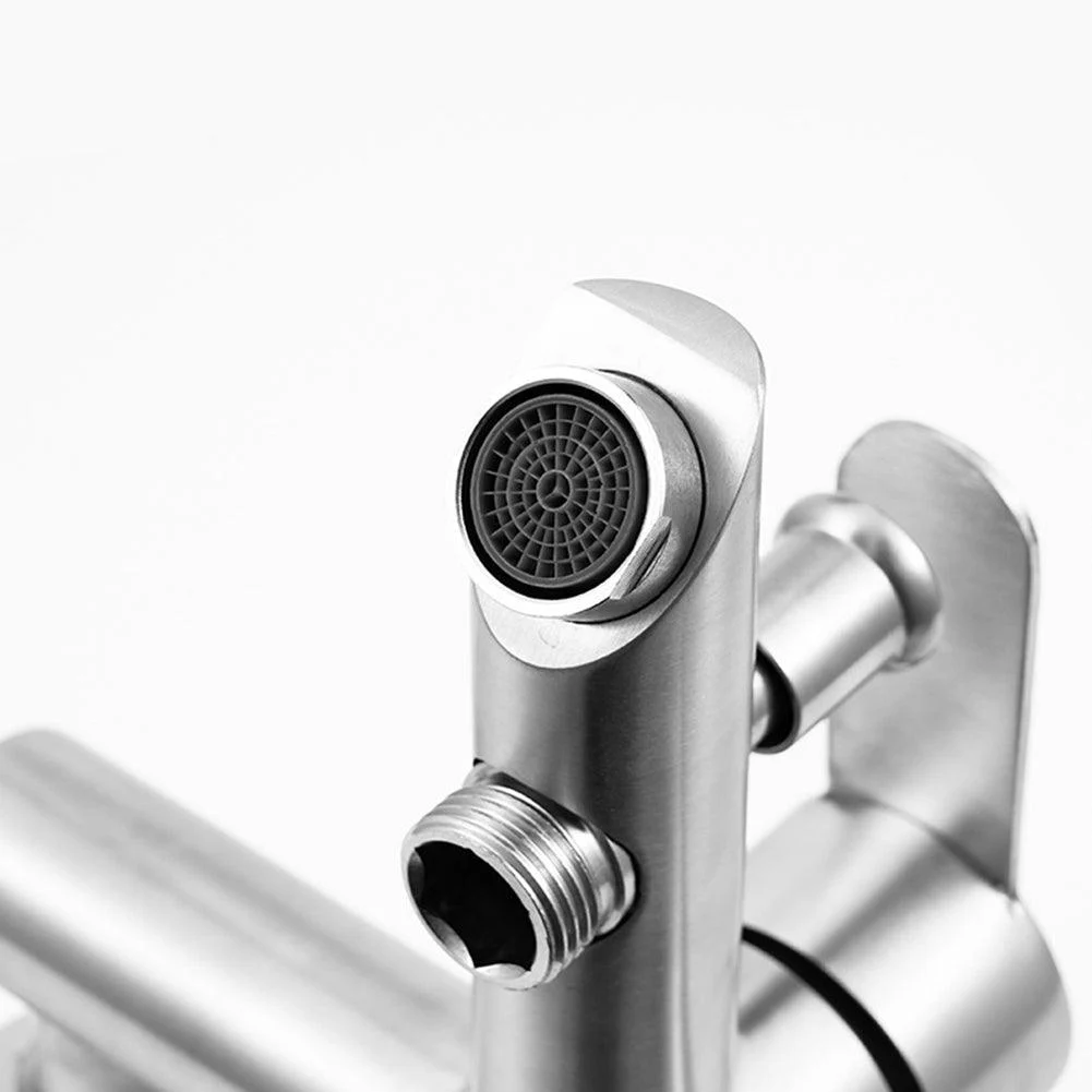 Wall Mounted Water Mixer Stainless Steel Triple Valve Nozzle Tap -Bathlova