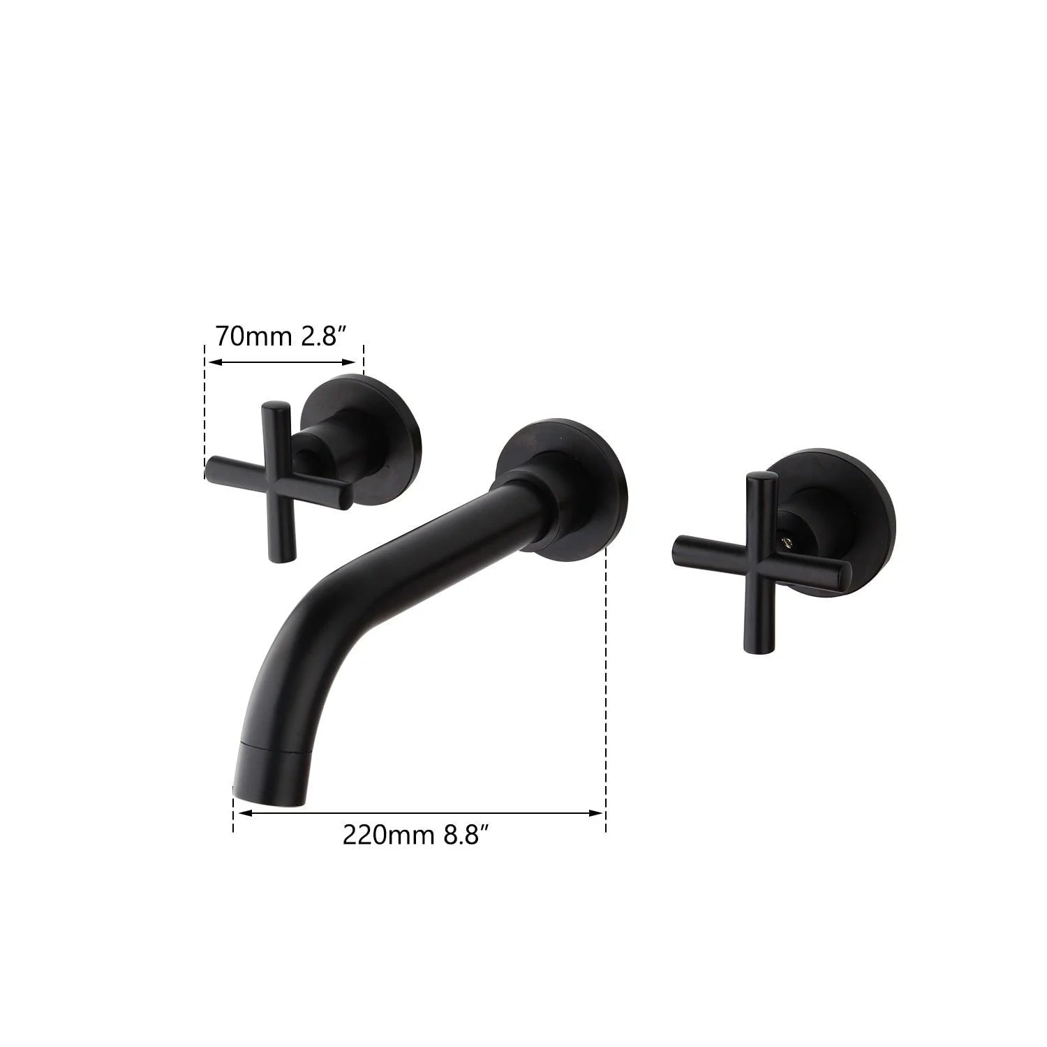 Wall Sink Basin Mixer Tap Set Bathroom Spout Tap With Double Lever -Bathlova