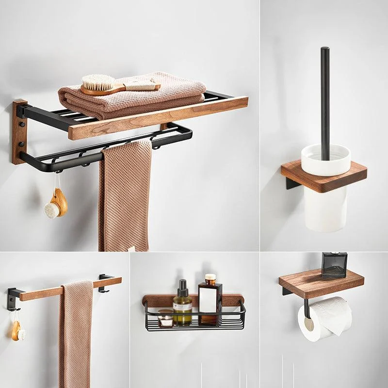 Walnut Bathroom Set Black Metal Bathroom Accessories Hardware Set -Bathlova