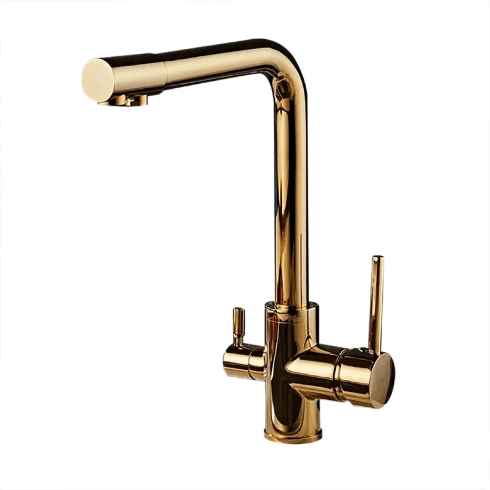 Water Filtering Dual Handle Kitchen Tap in Gold -Bathlova