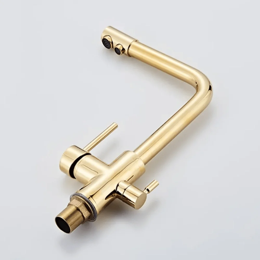 Water Filtering Dual Handle Kitchen Tap in Gold -Bathlova