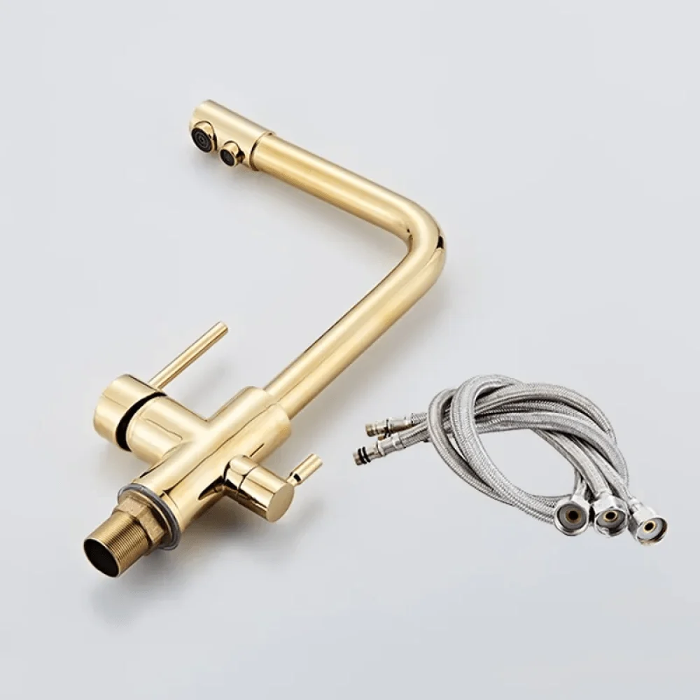 Water Filtering Dual Handle Kitchen Tap in Gold -Bathlova