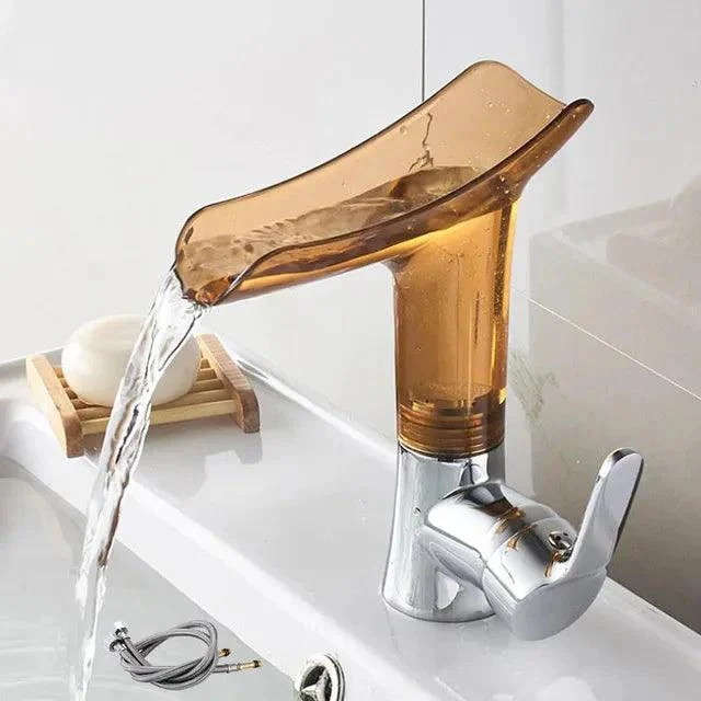 Waterfall Basin Tap Transparent Bathroom Tap Brass Sink Tap -Bathlova