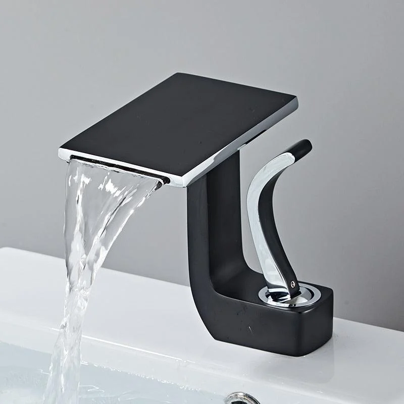 Waterfall Basin Taps Black Chrome Brass Hot And Cold Tap Bathroom Sink Tap -Bathlova