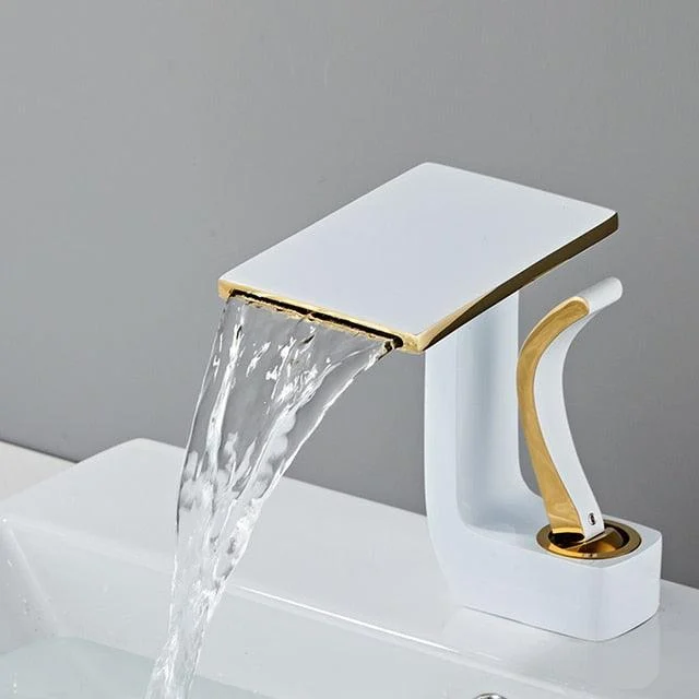 Waterfall Basin Taps Black Chrome Brass Hot And Cold Tap Bathroom Sink Tap -Bathlova